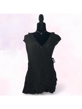 Garage X Sierra Furtado Black And White Polka Dot Wrap Romper Coquette Feminine